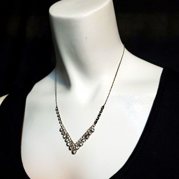 Claire's Gold Rhinestone Necklace - Picture 1 of 5